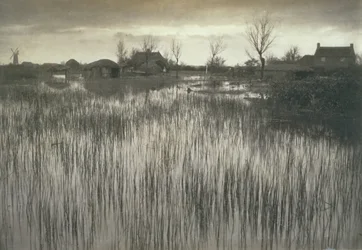 Una orilla con juncos, Vida y paisaje en los Norfolk Broads, c.1886
